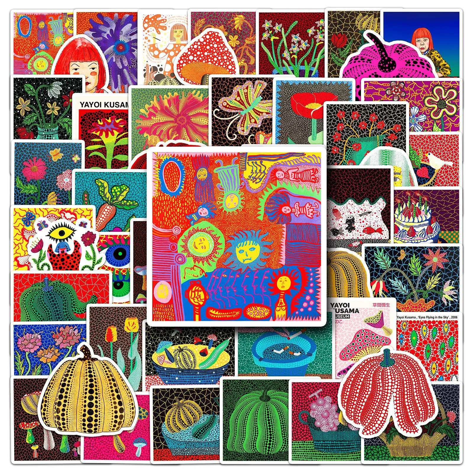 50PCS Yayoi Kusama Paintings Waterproof Stickers Japanese Artist Works Graffiti Decoration DIY Toys Luggage Laptop Guitar Decals
50PCS Yayoi Kusama Paintings Waterproof Stickers Japanese Artist Works Graffiti Decoration DIY Toys Luggage Laptop Guitar Decals