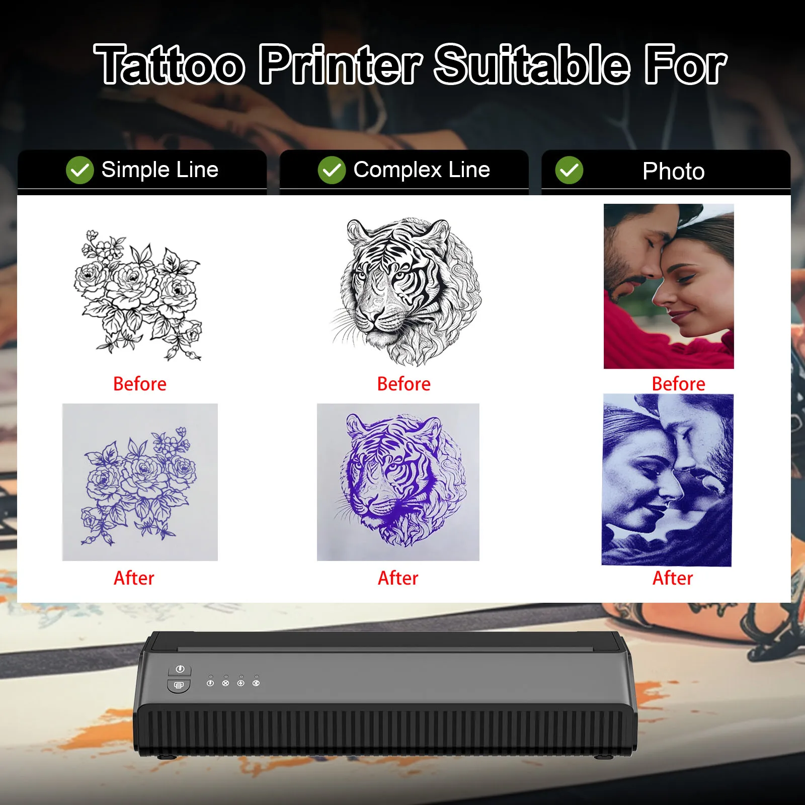 Bluetooth A4 Tattoo Stencil Printer Support Phone iPad PC High Quality Portable Thermal Transfer Machine for Travel&Tattoo Shop
Bluetooth A4 Tattoo Stencil Printer Support Phone iPad PC High Quality Portable Thermal Transfer Machine for Travel&Tattoo Shop
