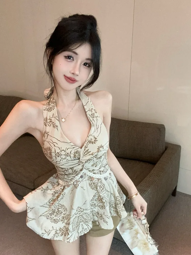 Сексуальный жилет с принтом Ter Ne, облегающий дизайн, модный топ с завязкой на талии для молодых женщин, летний эксклюзивный онлайн-жилет 
Сексуальный жилет с принтом Ter Ne, облегающий дизайн, модный топ с завязкой на талии для молодых женщин, летний эксклюзивный онлайн-жилет