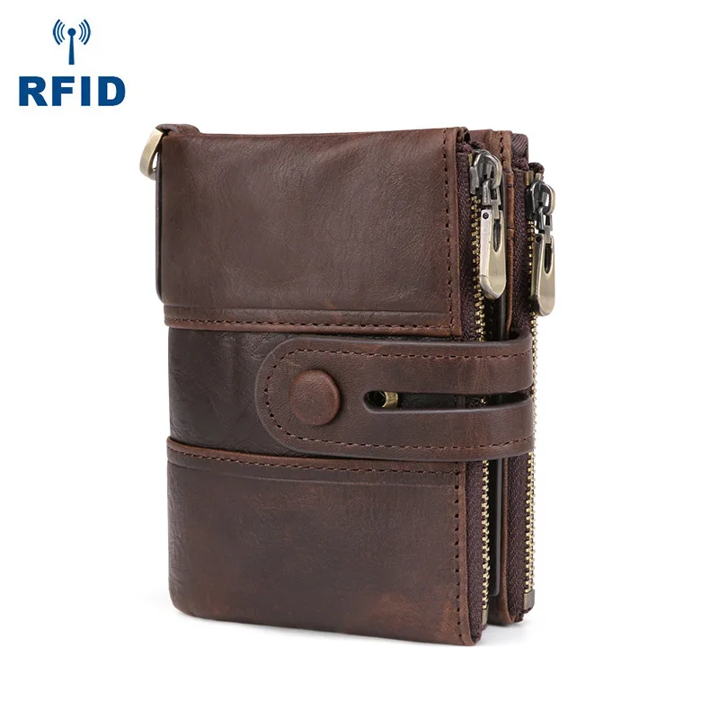 Crazy Horse Leather Men's Wallet RFID Genuine Leather Wallet Male Multiple Card Slots Casual Short Double Zipper Cowhide Three-F
Crazy Horse Leather Men's Wallet RFID Genuine Leather Wallet Male Multiple Card Slots Casual Short Double Zipper Cowhide Three-F