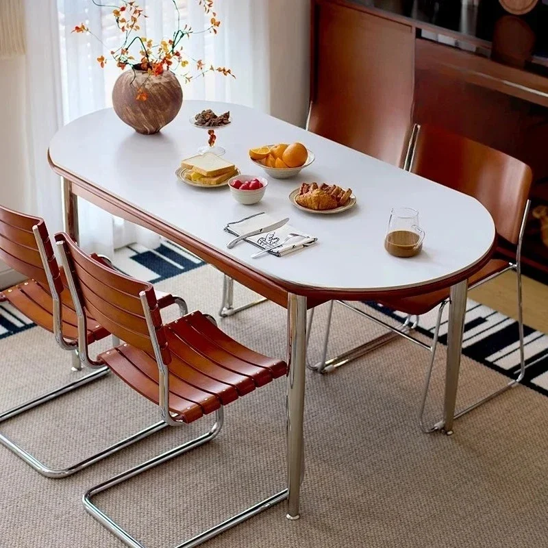 B Retro solid wood dining table and chairs new rock slab living room household small apartment oval
B Retro solid wood dining table and chairs new rock slab living room household small apartment oval