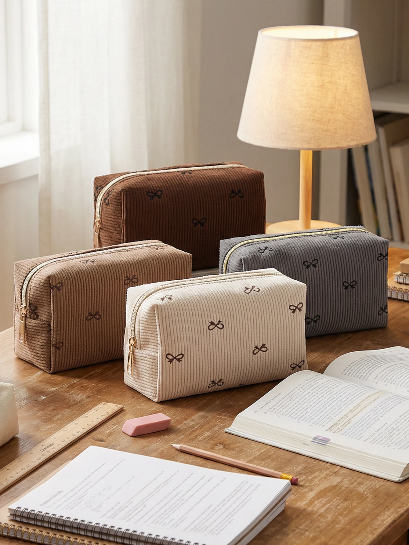 1pc Bow Print Corduroy Pencil Case Smooth Zipper Durable Cosmetic Bag for Girls Back To School Supplies
1pc Bow Print Corduroy Pencil Case Smooth Zipper Durable Cosmetic Bag for Girls Back To School Supplies