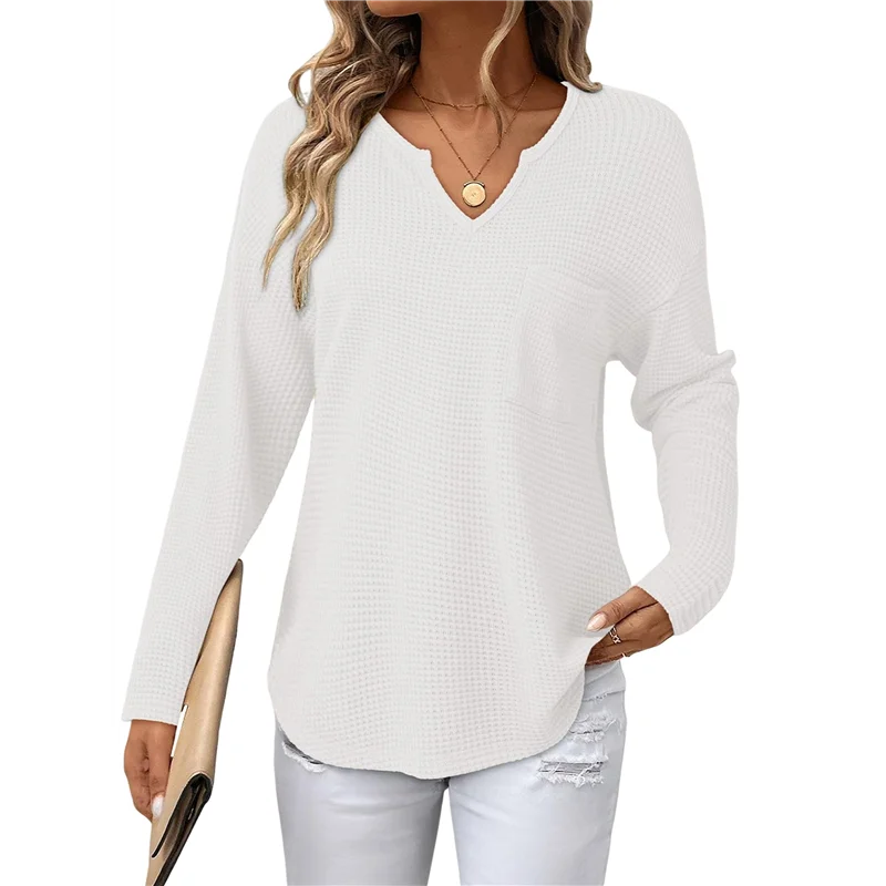 Womens Tops Waffle Knit Long Sleeve Notched V Neck Shirts Casual Trendy Solid Color Loose Blouses
Womens Tops Waffle Knit Long Sleeve Notched V Neck Shirts Casual Trendy Solid Color Loose Blouses