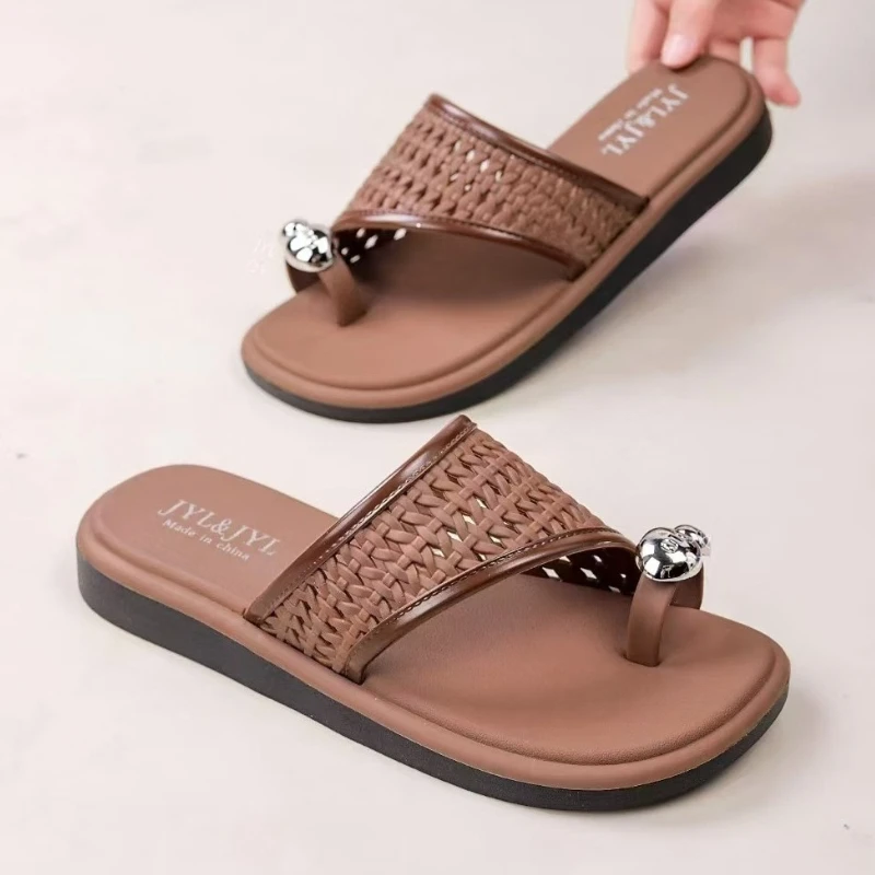 Retro Woven Hollow Clip Toe Women's Sandals Summer 2025 Outdoor Outdoor Beach Flat Slippers Fashion Slides Casual Flip Flops
Retro Woven Hollow Clip Toe Women's Sandals Summer 2025 Outdoor Outdoor Beach Flat Slippers Fashion Slides Casual Flip Flops