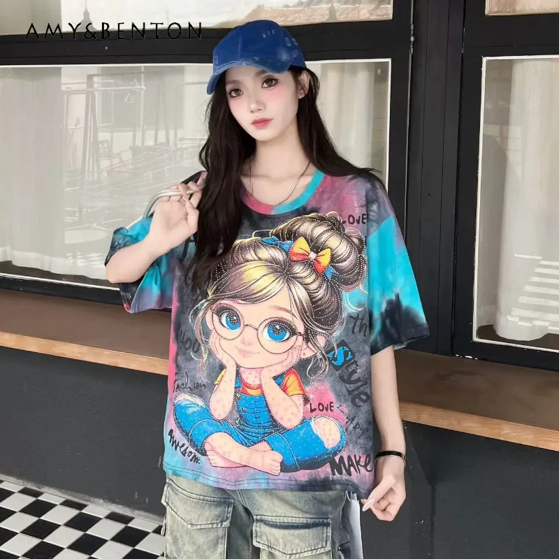 2026 Summer New Heavy Industry Cartoon Tie-Dye Girl Oversized T-Shirt Loose Casual Age-reducing Stylish Versatile Top Tshirts
2026 Summer New Heavy Industry Cartoon Tie-Dye Girl Oversized T-Shirt Loose Casual Age-reducing Stylish Versatile Top Tshirts
