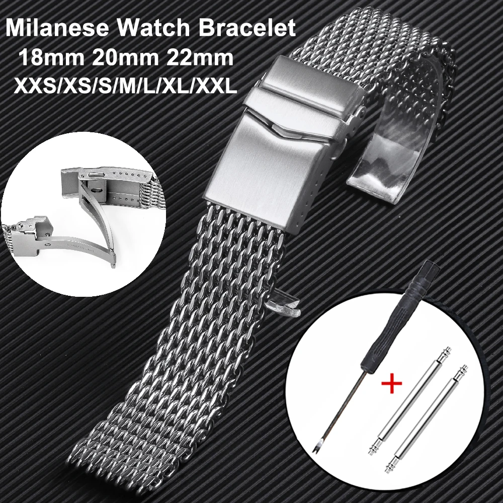 18/20/22mm Men Luxury Bracelet 4.0 Thicken Stainless Steel Shark Mesh Strap for Seiko Solid Adjustable Buckle Diving Watch Band
18/20/22mm Men Luxury Bracelet 4.0 Thicken Stainless Steel Shark Mesh Strap for Seiko Solid Adjustable Buckle Diving Watch Band