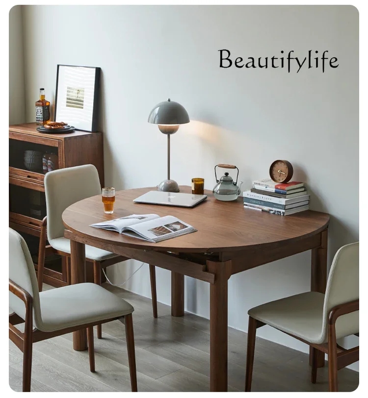muebles para hogar Black Walnut Folding round Table Solid Wood Modern Minimalist Dining Table Household Eating Dining Table Retr
muebles para hogar Black Walnut Folding round Table Solid Wood Modern Minimalist Dining Table Household Eating Dining Table Retr