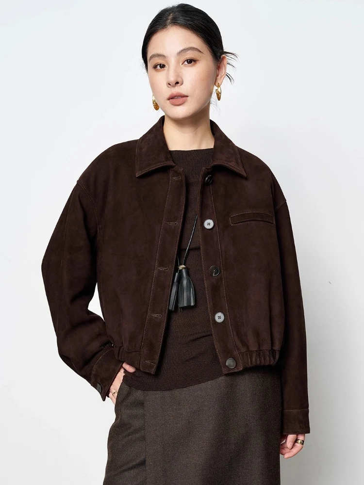 Vintage Short Genuine Leather Shirt Jackets for Women Spring Autumn High-end Simple Loose Real Goatskin Suede Coat veste femme
Vintage Short Genuine Leather Shirt Jackets for Women Spring Autumn High-end Simple Loose Real Goatskin Suede Coat veste femme