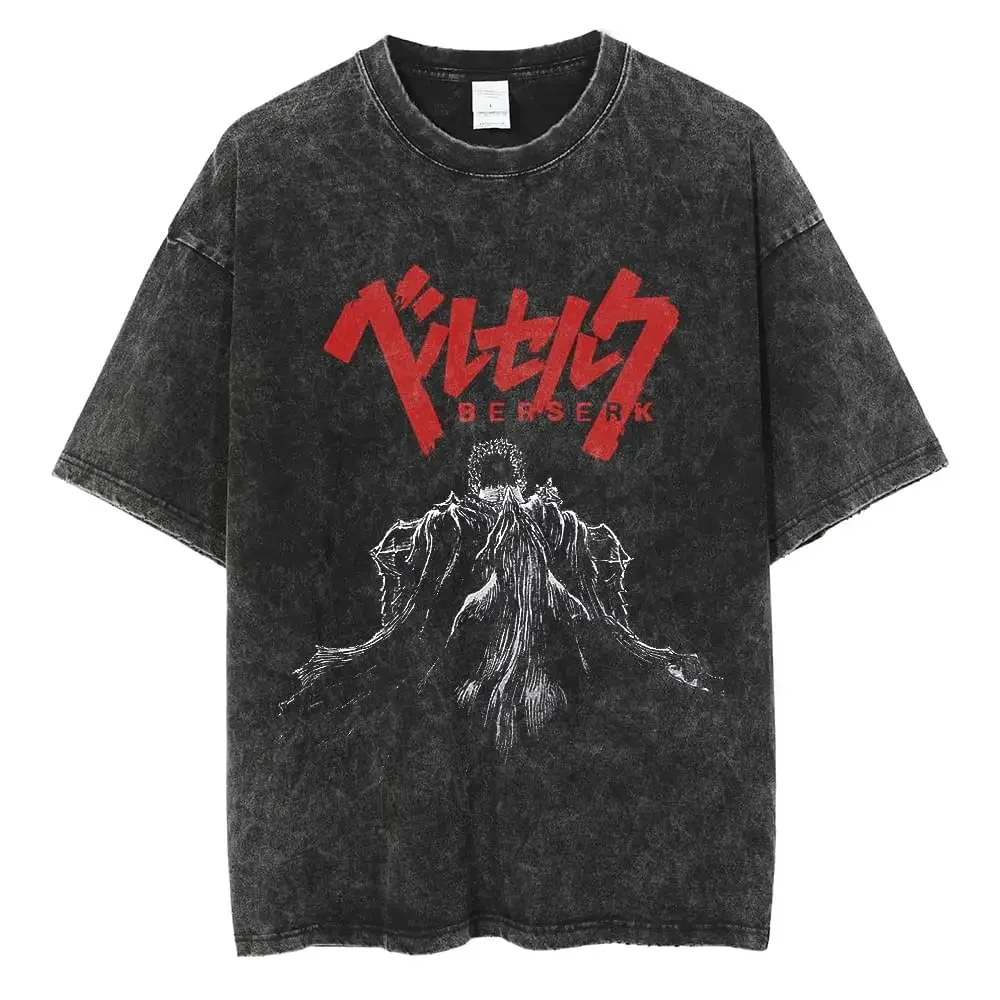 Anime Berserk T Shirt Guts Washed T-Shirt Summer Men Women Casual Loose Short Sleeve Harajuku Cotton TShirt Streetwear
Anime Berserk T Shirt Guts Washed T-Shirt Summer Men Women Casual Loose Short Sleeve Harajuku Cotton TShirt Streetwear