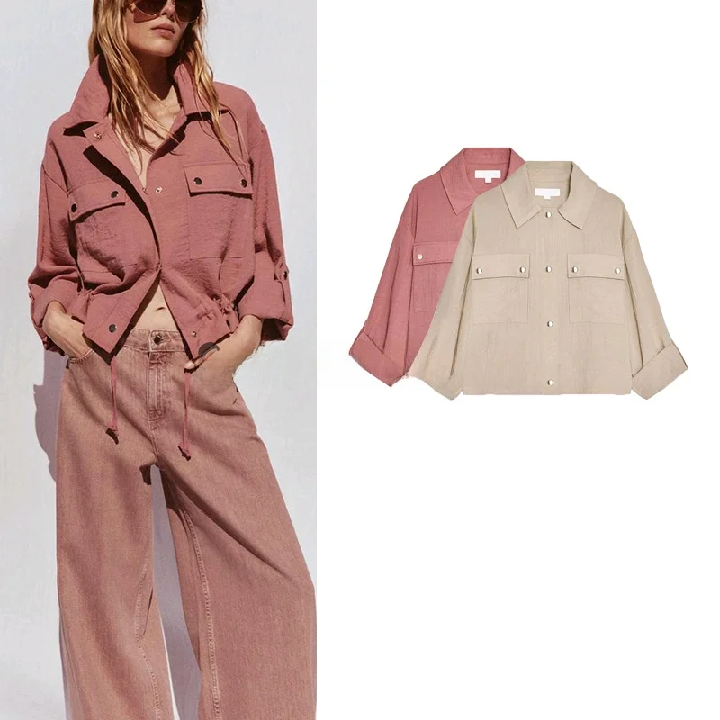 Summer New Women's Design Sense Knot Decorated Flip Collar Long Sve ort Jaet Outerwear Polyester Fiber 00% irt
Summer New Women's Design Sense Knot Decorated Flip Collar Long Sve ort Jaet Outerwear Polyester Fiber 00% irt