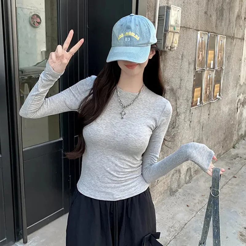 Nipped Waist Right Shoulder Long-sleeved T-shirt Women Slim-fitting Bottoming New Winter Plus Velvet Round Neck Hottie Tights
Nipped Waist Right Shoulder Long-sleeved T-shirt Women Slim-fitting Bottoming New Winter Plus Velvet Round Neck Hottie Tights