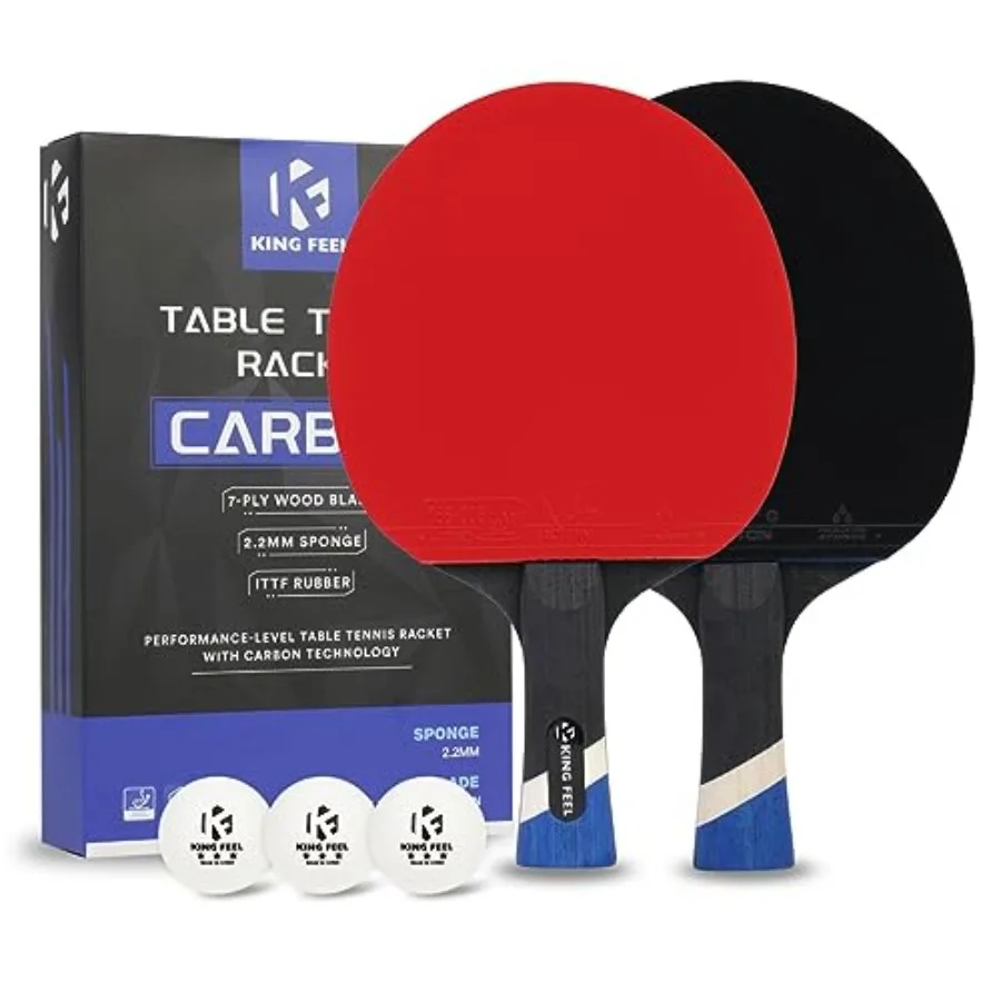 Professional Ping Pong Paddles-Lightweight Carbon Fiber Table Tennis Rackets with 7-Ply Blade, 2.0mm Premium Sponge, ITTF Appro
Professional Ping Pong Paddles-Lightweight Carbon Fiber Table Tennis Rackets with 7-Ply Blade, 2.0mm Premium Sponge, ITTF Appro