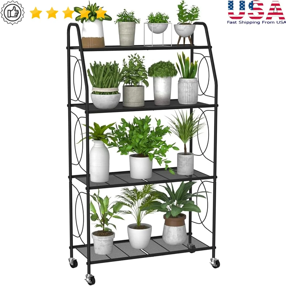 4 Tier Plant Stand with Wheels Indoor Outdoor Metal Shelf Heavy Duty Tall Plant Holder Rack Storage Living Room Balcony Garden
4 Tier Plant Stand with Wheels Indoor Outdoor Metal Shelf Heavy Duty Tall Plant Holder Rack Storage Living Room Balcony Garden