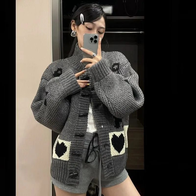 Women Autumn Winter Casual Cute Lively Cute Young Style Zipper Knitting Sweater Women Clothing Loose Cardigan Stand-up Collar Sw
Women Autumn Winter Casual Cute Lively Cute Young Style Zipper Knitting Sweater Women Clothing Loose Cardigan Stand-up Collar Sw