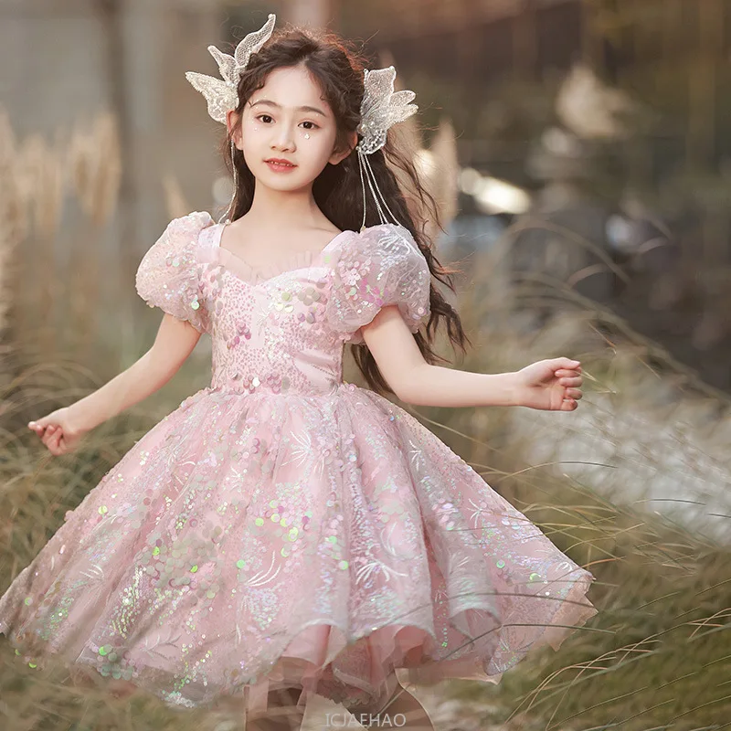 Party Dress 2025 Girl's Birthday Sequin Puff Sleeves Pink Sweet Princess Dresses Children's Luxury Flower Girl Kids Host Frocks
Party Dress 2025 Girl's Birthday Sequin Puff Sleeves Pink Sweet Princess Dresses Children's Luxury Flower Girl Kids Host Frocks