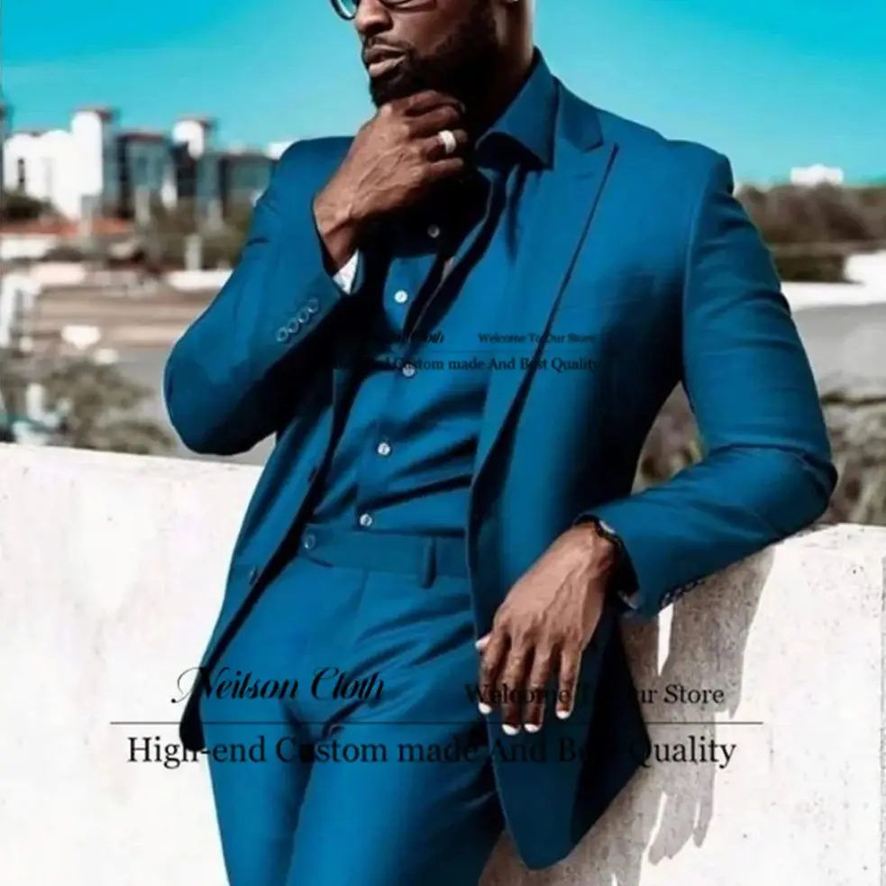 Blue Men Suits Peaked Lapel Male Prom Blazers 2 Pcs Jacket Pants Sets Groom Wedding Tuxedos Slim Fit Business Terno Masculino
Blue Men Suits Peaked Lapel Male Prom Blazers 2 Pcs Jacket Pants Sets Groom Wedding Tuxedos Slim Fit Business Terno Masculino