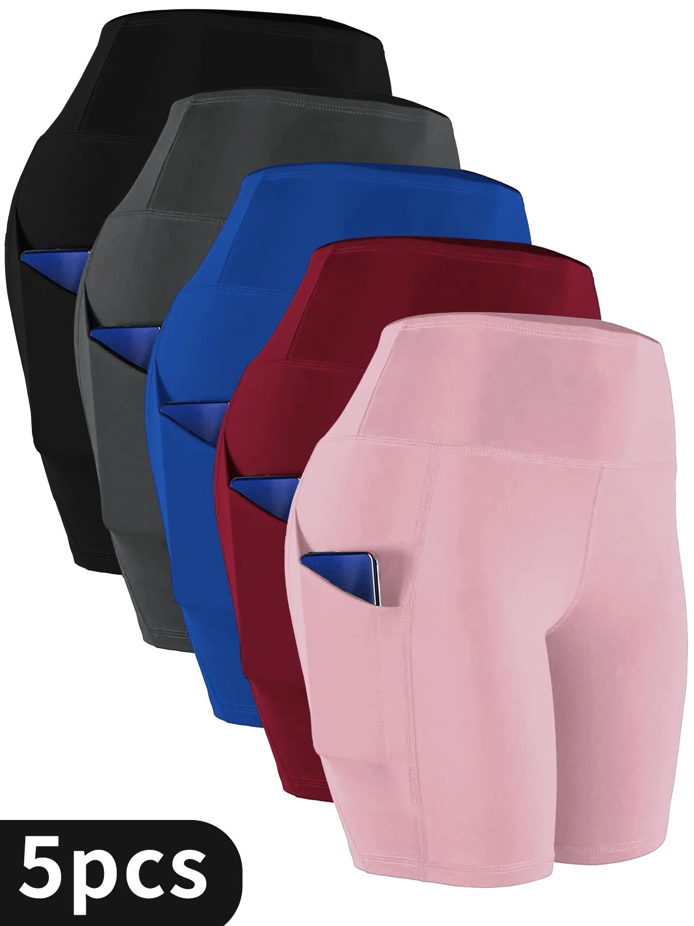 5Pcs High Waist Yoga Shorts With Pockets Tummy Control Compression Biker Shorts Soft Stretchy Athletic Workout Shorts For Women
5Pcs High Waist Yoga Shorts With Pockets Tummy Control Compression Biker Shorts Soft Stretchy Athletic Workout Shorts For Women