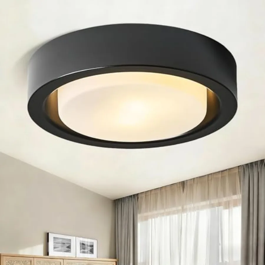 Flush Mount Ceiling Light, 13 Inch Matte Ceiling Lighting Fixture, 2-Light Modern Round Metal Lamp with White Frosted Glass Sha
Flush Mount Ceiling Light, 13 Inch Matte Ceiling Lighting Fixture, 2-Light Modern Round Metal Lamp with White Frosted Glass Sha
