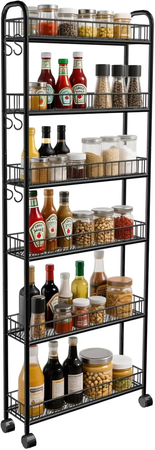 6-Tier Slim Rolling Cart with Wheels, Narrow Storage Rack for Kitchen Bathroom Laundry, Heavy Duty Metal Organizer
6-Tier Slim Rolling Cart with Wheels, Narrow Storage Rack for Kitchen Bathroom Laundry, Heavy Duty Metal Organizer