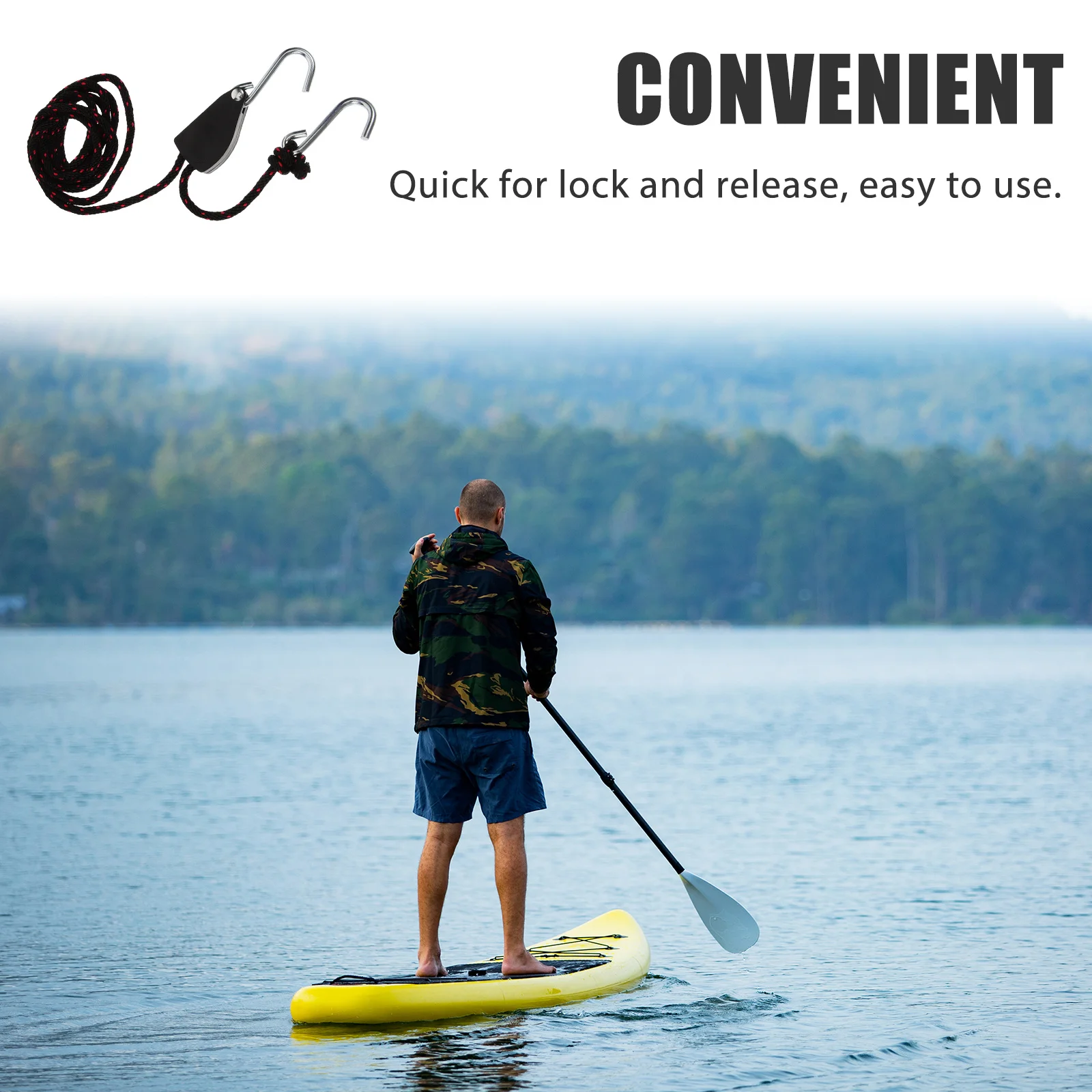 2Pcs Pulley Ratchet Tie Down Straps Heavy Duty Rope Lock Adjustable for Kayak Canoe Boat Bow Stern Secure 136Kg
2Pcs Pulley Ratchet Tie Down Straps Heavy Duty Rope Lock Adjustable for Kayak Canoe Boat Bow Stern Secure 136Kg