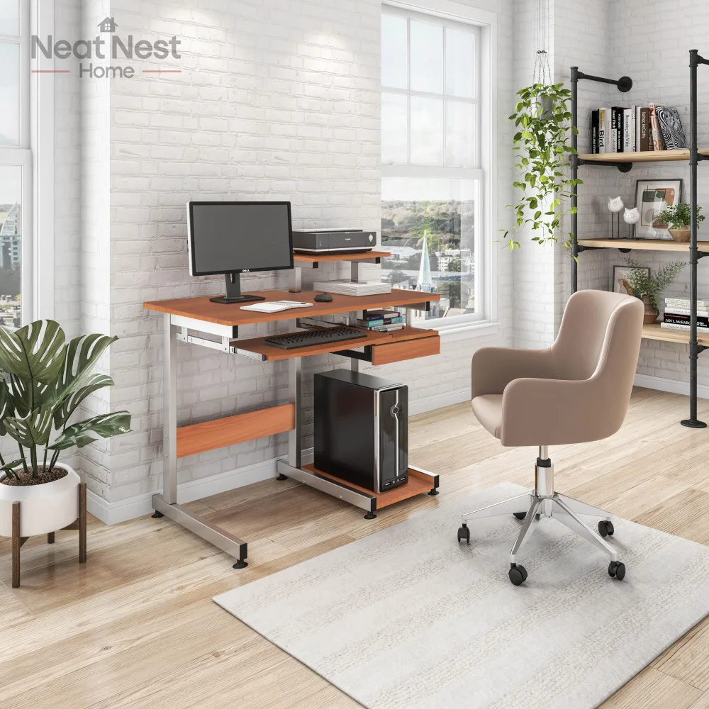 Woodgrain Computer Workstation Desk - Space-saving Solution, pc desk table, office desks with storage, gaming table
Woodgrain Computer Workstation Desk - Space-saving Solution, pc desk table, office desks with storage, gaming table