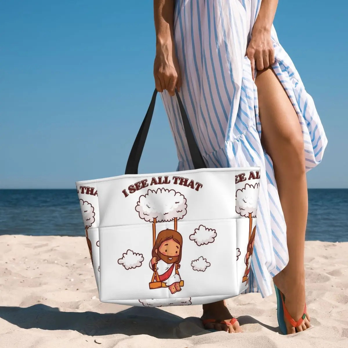 I See All That Cute Jesus On A Cloud Swing Beach Tote Bag Sport Gym Yoga Duffle Large Tote Bag Women Travel Bag Fitness bag
I See All That Cute Jesus On A Cloud Swing Beach Tote Bag Sport Gym Yoga Duffle Large Tote Bag Women Travel Bag Fitness bag