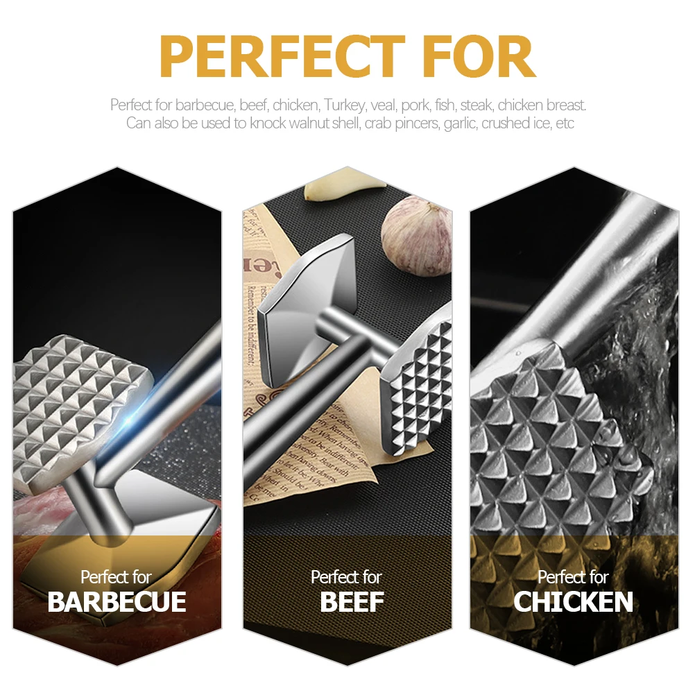 Stainless Steel Meat Hammer Tenderizer Chicken Kitchen Tool Ergonomic Handle Food Safe Pounder Mallet Ground Beef Masher
Stainless Steel Meat Hammer Tenderizer Chicken Kitchen Tool Ergonomic Handle Food Safe Pounder Mallet Ground Beef Masher