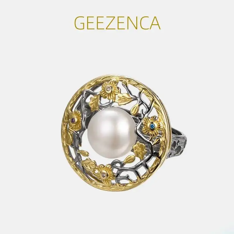 GEEZENCA 925 Sterling Silver 2-tone Hollow Flower Natural Pearl Women's Chunky Ring Clearance Limited Stock First Come First Get
GEEZENCA 925 Sterling Silver 2-tone Hollow Flower Natural Pearl Women's Chunky Ring Clearance Limited Stock First Come First Get