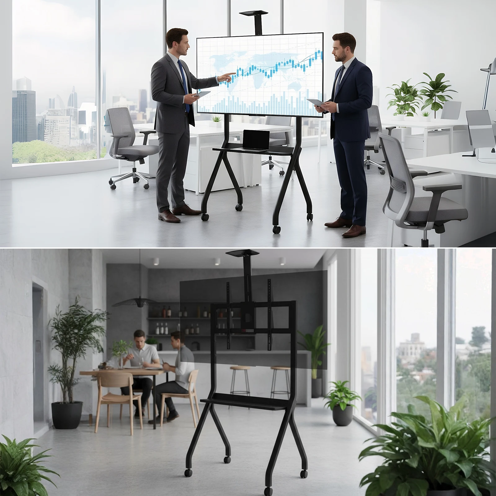 Smart Board Stand Fits 42-75inch Screens with 360° Rotating Wheels Interactive Whiteboard Stand Height Adjustable Holds 300LBS
Smart Board Stand Fits 42-75inch Screens with 360° Rotating Wheels Interactive Whiteboard Stand Height Adjustable Holds 300LBS