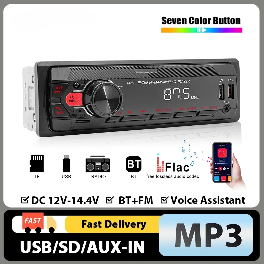 Car MP3 Player 1DIN With Bluetooth High-Quality FM/ USB / TF Card Support Featuring Voice Assistant and Mobile Phone Remote Cont
Car MP3 Player 1DIN With Bluetooth High-Quality FM/ USB / TF Card Support Featuring Voice Assistant and Mobile Phone Remote Cont