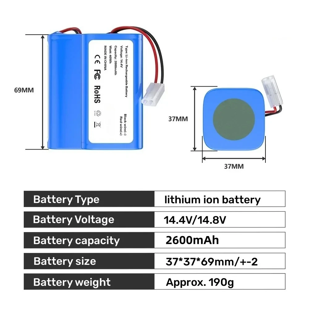 New 4S1P 14.4V 3500mAh Li-ion Battery Pack,For XIAOMI MIJIA Mi Robot Vacuum-Mop Essential G1 MJSTG1, SKV4136GL H18650CH R30 R35
New 4S1P 14.4V 3500mAh Li-ion Battery Pack,For XIAOMI MIJIA Mi Robot Vacuum-Mop Essential G1 MJSTG1, SKV4136GL H18650CH R30 R35