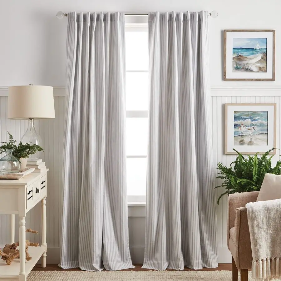 Ticking Stripe Blackout Lining Rod Pocket Back Tab Window Curtain Panel Pair, 95, White Grey
Ticking Stripe Blackout Lining Rod Pocket Back Tab Window Curtain Panel Pair, 95, White Grey