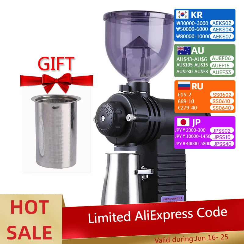 Professional Electric Coffee Grinder Automatic 10 Gear Adjustable 200W Ghost Teeth Burr Coffee Beans Grinding Machine N520
Professional Electric Coffee Grinder Automatic 10 Gear Adjustable 200W Ghost Teeth Burr Coffee Beans Grinding Machine N520
