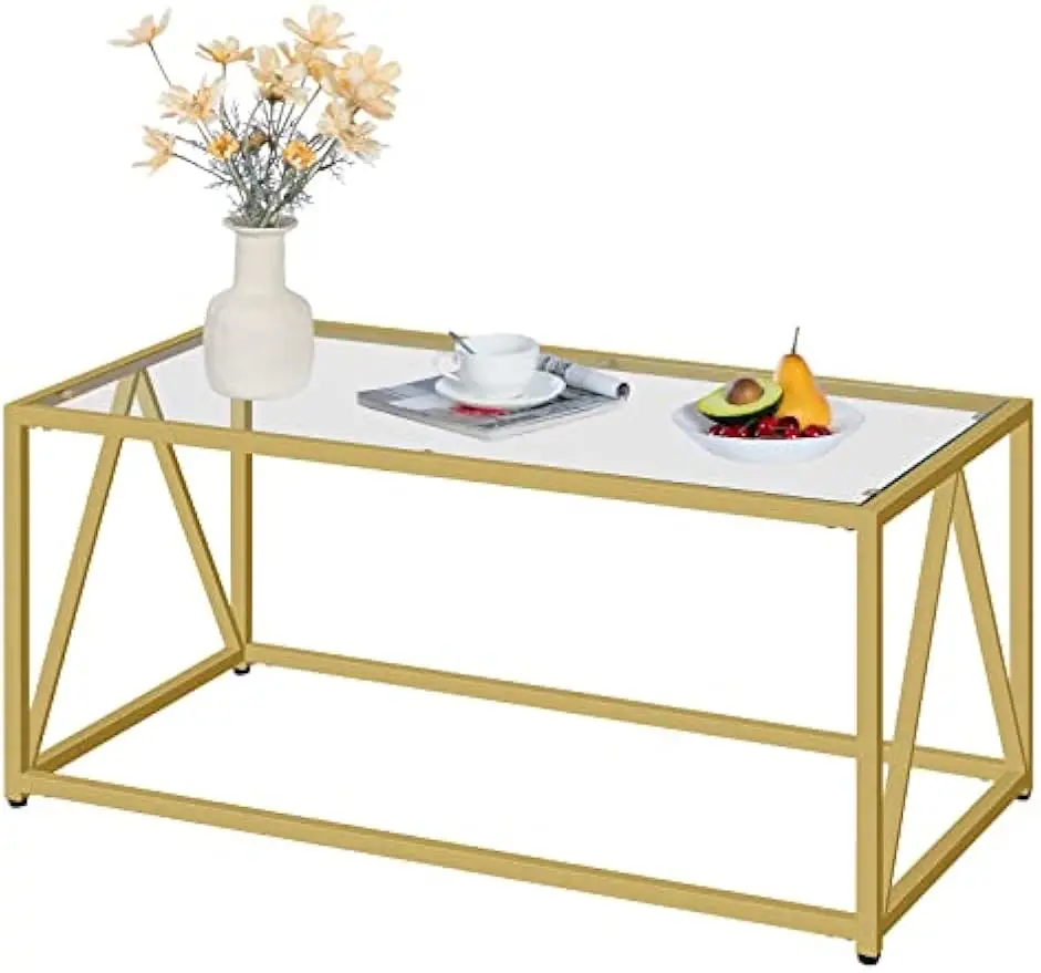 Glass Gold Coffee Tables for Living Room, 1 Layer Center Table, for Apartment, Office, 39.4 x 19.7 x 17.7 In, Easy Assembly
Glass Gold Coffee Tables for Living Room, 1 Layer Center Table, for Apartment, Office, 39.4 x 19.7 x 17.7 In, Easy Assembly