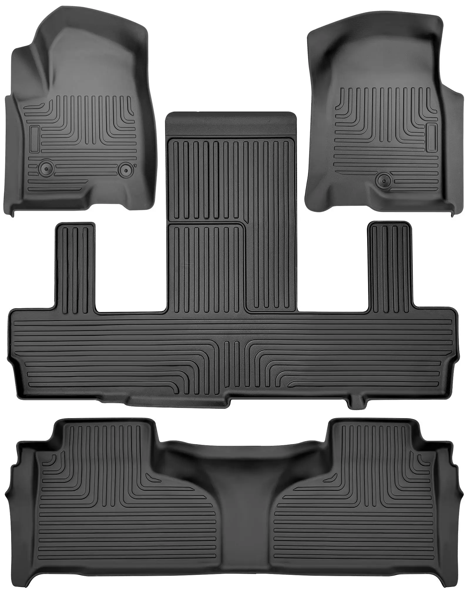 Резиновые автомобильные коврики для любой погоды, совместимые с Chevrolet Suburban/GMC Yukon XL
Резиновые автомобильные коврики для любой погоды, совместимые с Chevrolet Suburban/GMC Yukon XL