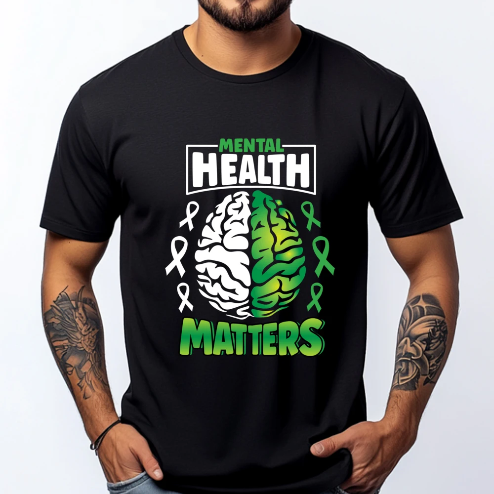 Mental Health Matters Spread Awareness Brain Green Ribbon White Graphic Tee Harajuku Print Short sleeve
Mental Health Matters Spread Awareness Brain Green Ribbon White Graphic Tee Harajuku Print Short sleeve
