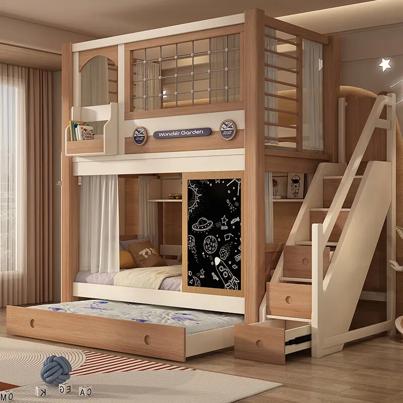 Solid wood bunk, children's high and low bed, bunk bed, two-layer upper and lower beds with slides do not interfere with each ot
Solid wood bunk, children's high and low bed, bunk bed, two-layer upper and lower beds with slides do not interfere with each ot