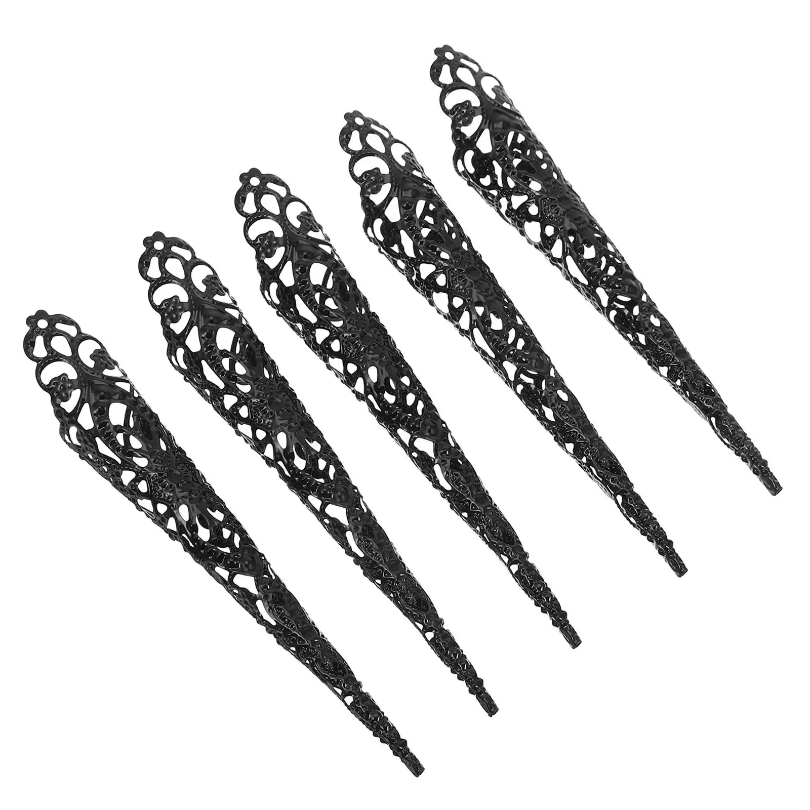 5Pcs Fingertip Claw Rings 12cm Black Metal Nail Claws Hollow Design for Women Halloween Costume Accessories Photoshoot
5Pcs Fingertip Claw Rings 12cm Black Metal Nail Claws Hollow Design for Women Halloween Costume Accessories Photoshoot