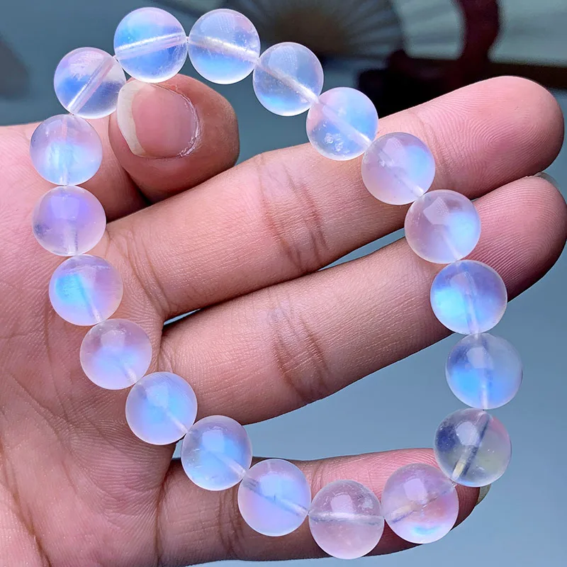 Natural Blue Light Moonstone Clear Round Beads Bracelet 10mm Women Men Moonstone Beads Bracelet Blue Light AAAAAA 
Natural Blue Light Moonstone Clear Round Beads Bracelet 10mm Women Men Moonstone Beads Bracelet Blue Light AAAAAA