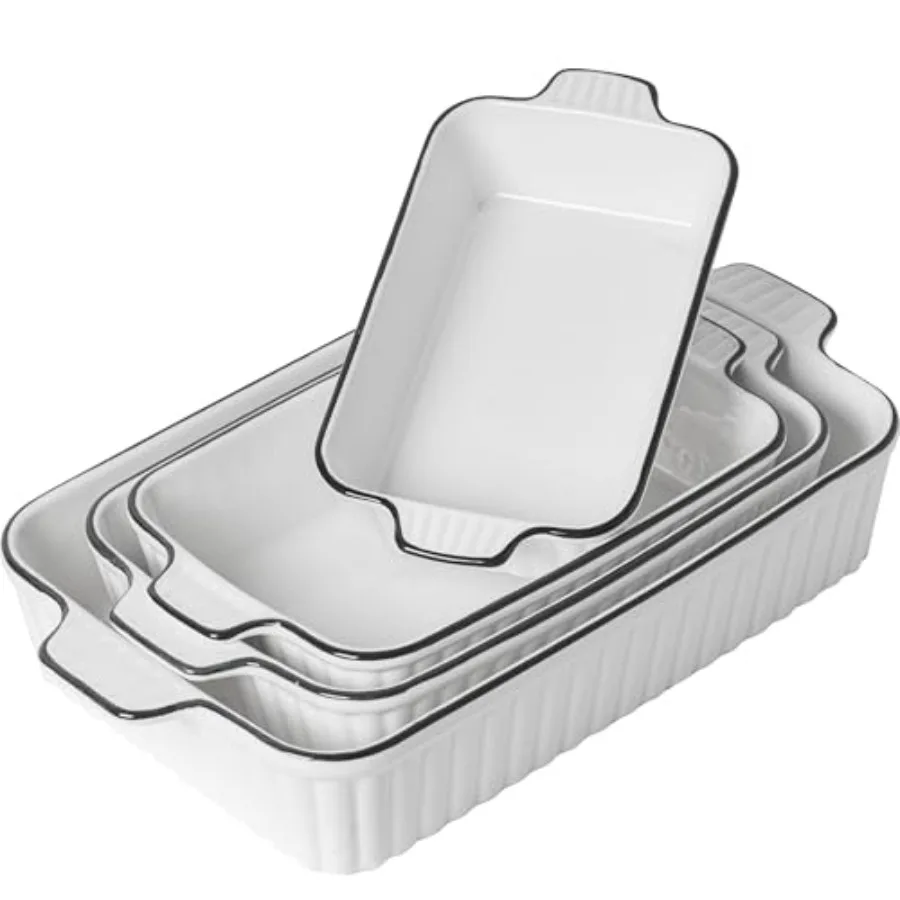 Ceramic Bakeware Set of 4 Deep Rectangular Casserole Dishes for Oven to Table Non-Stick Lasagna Pans with Handles Stackable Bak
Ceramic Bakeware Set of 4 Deep Rectangular Casserole Dishes for Oven to Table Non-Stick Lasagna Pans with Handles Stackable Bak