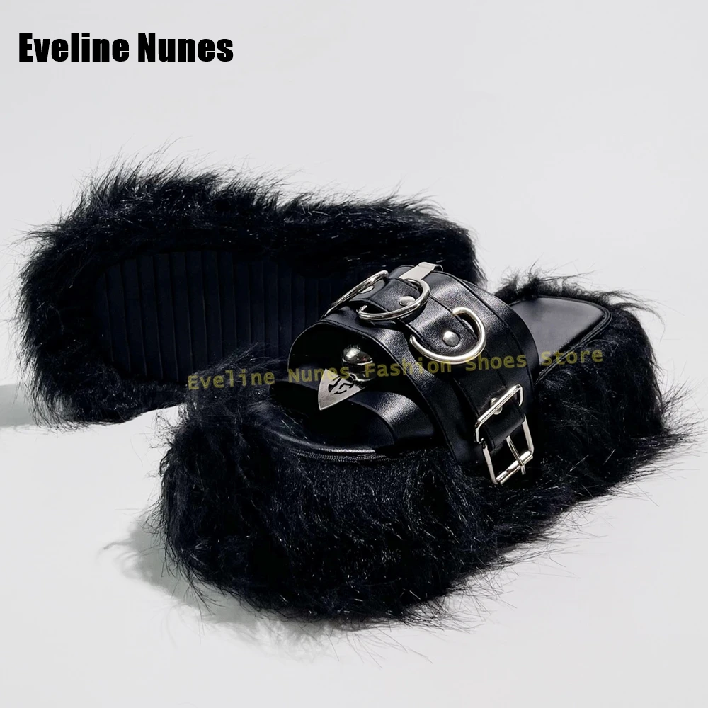 Belt Buckle Y2K Punk Slippers Open Toe Thick Sole Fur Patchwork Metal Decoration Spicy Girl Dark Style Pumps 2025 Summer Trend
Belt Buckle Y2K Punk Slippers Open Toe Thick Sole Fur Patchwork Metal Decoration Spicy Girl Dark Style Pumps 2025 Summer Trend