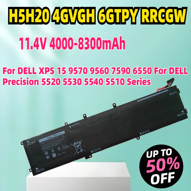 New 97WH 11.4V 6GTPY Laptop Battery For DELL XPS 15 9570 9560 7590 6550 For DELL Precision 5520 5530 5540 5510 Series
New 97WH 11.4V 6GTPY Laptop Battery For DELL XPS 15 9570 9560 7590 6550 For DELL Precision 5520 5530 5540 5510 Series