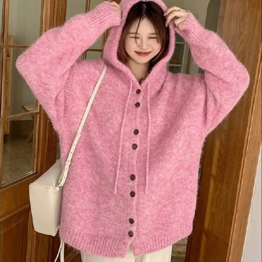 Korean Style Hooded Sweater Cardigan Women Autumn Winter Loose Lazy Style Soft Glutinous Design Knitted Jacket Top
Korean Style Hooded Sweater Cardigan Women Autumn Winter Loose Lazy Style Soft Glutinous Design Knitted Jacket Top