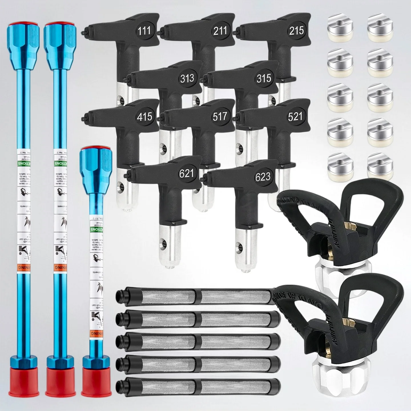 20Pcs Airless Spray Nozzle Kit 111/211/215/313/315/415/517/521/621/623 with Poles
20Pcs Airless Spray Nozzle Kit 111/211/215/313/315/415/517/521/621/623 with Poles