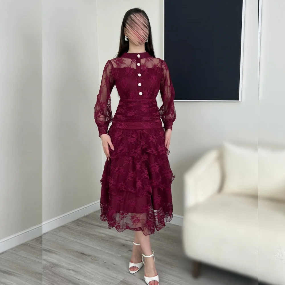 Customized Exquisite Women's Evening Gowns High Collar Lace A-line Party Dress Bespoke Occasion Prom Midi Dresses Modern Style
Customized Exquisite Women's Evening Gowns High Collar Lace A-line Party Dress Bespoke Occasion Prom Midi Dresses Modern Style