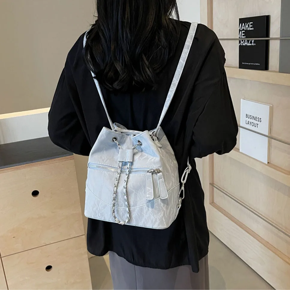 Women Pu Backpack Solid String Shoulder Bags Large Capacity Female Leisure Travel Bag All-match Lady School Bag Bucket Pack
Women Pu Backpack Solid String Shoulder Bags Large Capacity Female Leisure Travel Bag All-match Lady School Bag Bucket Pack