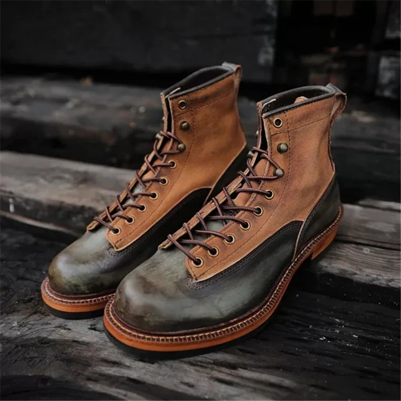 New Handmade Vintage British Men Canvas Casual Shoes Autumn Winter Cow Leather Ankle Boots Tooling Outdoor Work Motorcycle Boots
New Handmade Vintage British Men Canvas Casual Shoes Autumn Winter Cow Leather Ankle Boots Tooling Outdoor Work Motorcycle Boots