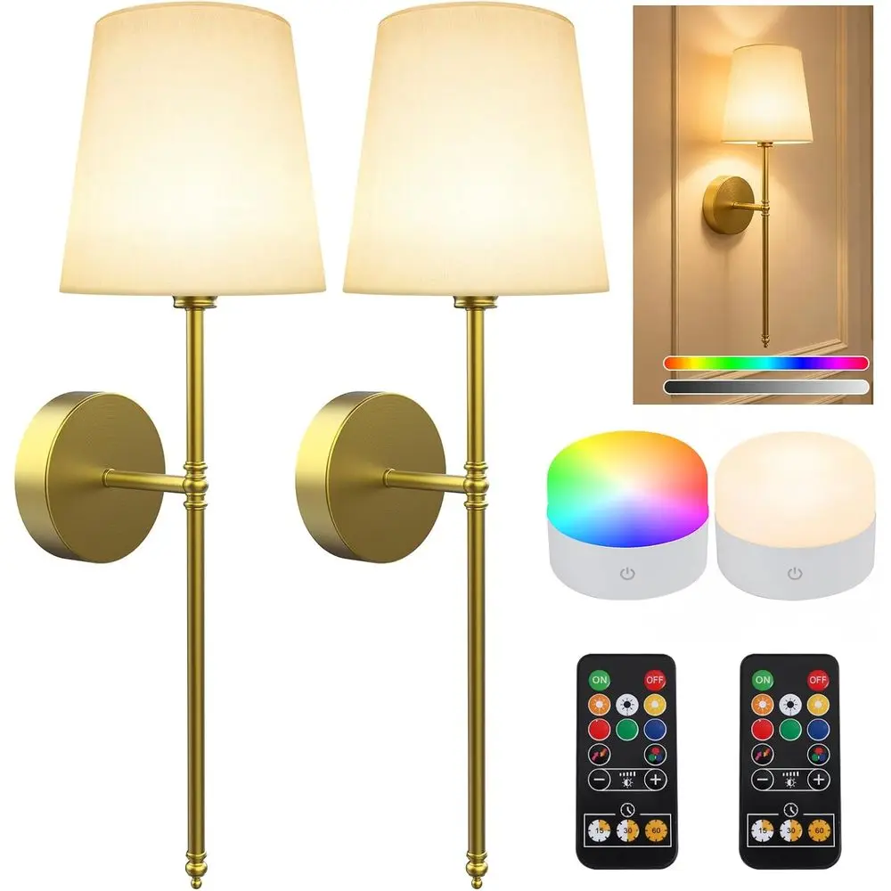 Battery Operated Wall Sconces Set o 2, Rechargeable WirelWall Lights with Remote, RGB Dimmable Wall Lamp or Bedroom Wall Decor L
Battery Operated Wall Sconces Set o 2, Rechargeable WirelWall Lights with Remote, RGB Dimmable Wall Lamp or Bedroom Wall Decor L