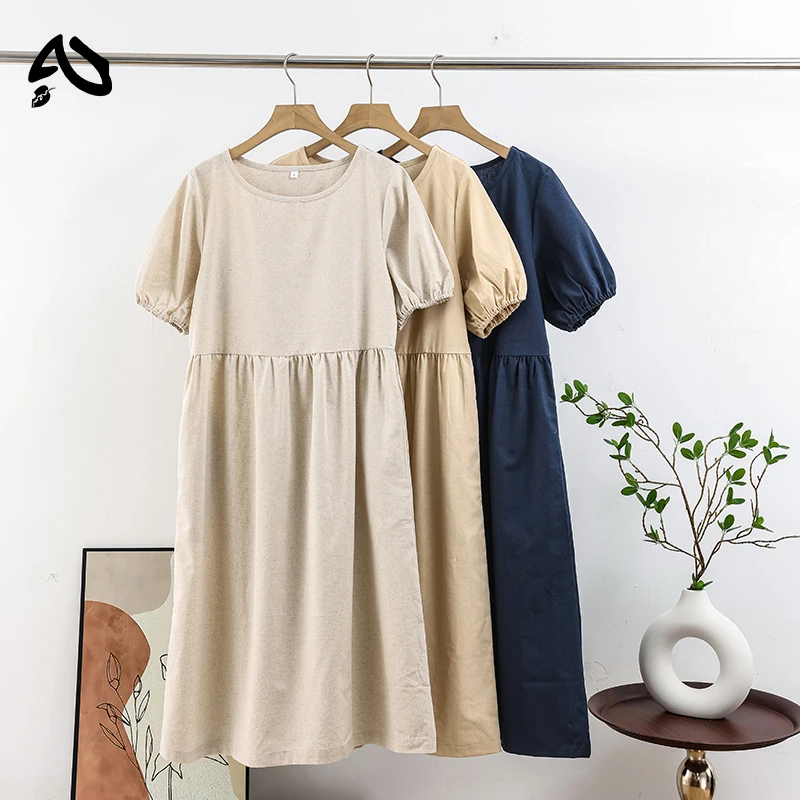 Original Casual Cotton Linen Dress Vintage Round Neck Short Sleeve High Waist Summer Dress Hoilday Beach Sundress Women Vestidos
Original Casual Cotton Linen Dress Vintage Round Neck Short Sleeve High Waist Summer Dress Hoilday Beach Sundress Women Vestidos