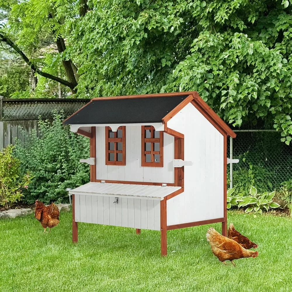 Chicken House with Nesting Box and Handles, 47" Chicken Coop Wooden Chicken House Rabbit Hutch Raised Poultry Cage Hen Pen
Chicken House with Nesting Box and Handles, 47" Chicken Coop Wooden Chicken House Rabbit Hutch Raised Poultry Cage Hen Pen